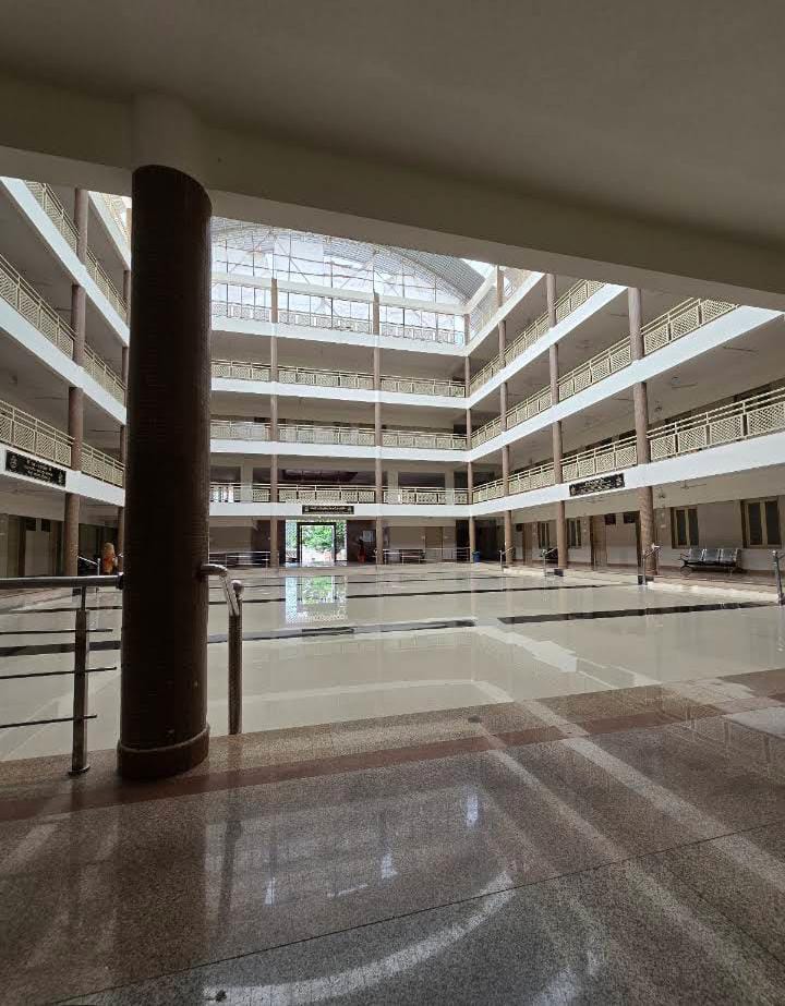 Central atrium with skylight inside the yatri bhawan